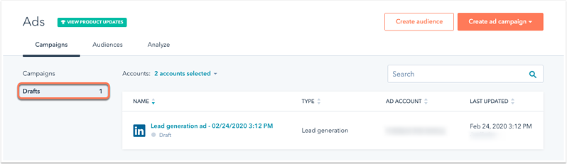 linkedin-lead-ad-creation-drafts-dashboard