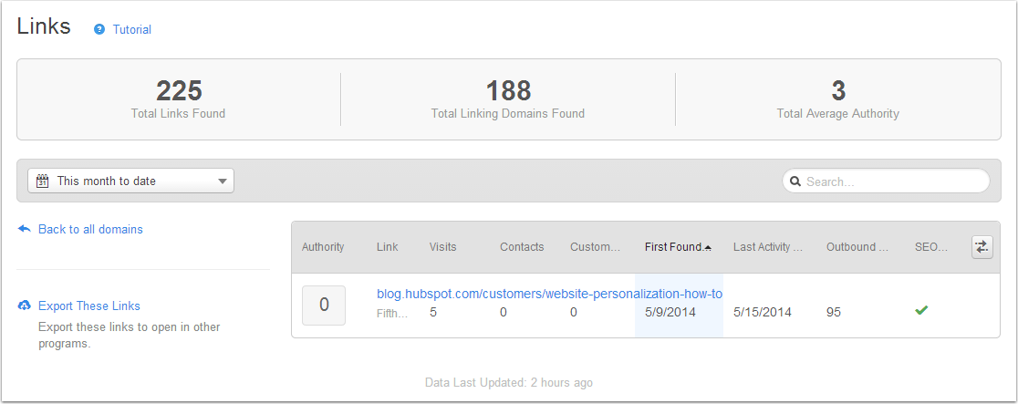 Analyse de domaine dans l'outil Liens